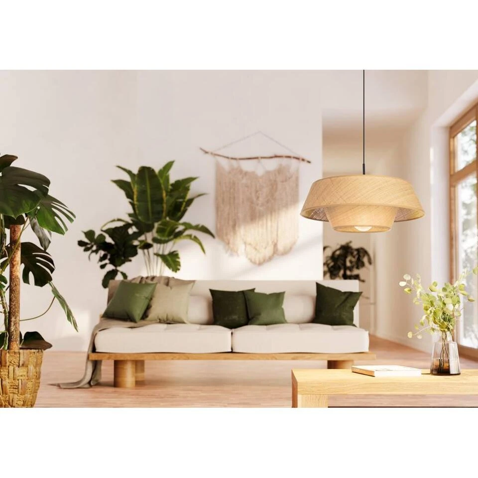 EGLO Marford Hanglamp - E27 - Ø 50 Cm - Zwart/Natuur/Raffia 7 EGLO Marford Hanglamp - E27 - Ø 50 Cm - Zwart/Natuur/Raffia - Afbeelding 7