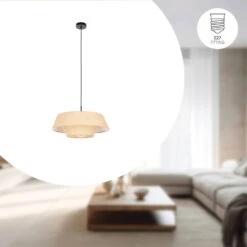 EGLO Marford Hanglamp - E27 - Ø 50 Cm - Zwart/Natuur/Raffia 11 EGLO Marford Hanglamp - E27 - Ø 50 Cm - Zwart/Natuur/Raffia -Eglo 076e9552151040e5ba0169e99fd97a3a