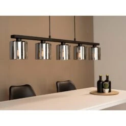 EGLO Cadley Hanglamp - E27 - 121 cm - Glas - Zwart - 5 lichts -Eglo 1000065265 0104