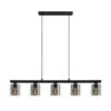 EGLO Cadley Hanglamp - E27 - 121 cm - Glas - Zwart - 5 lichts
