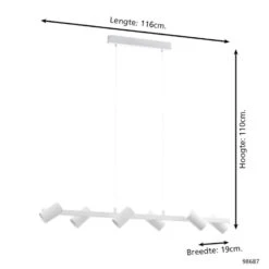 EGLO Gatuela Hanglamp - E14 - 116 cm - Wit/Nikkel-Mat -Eglo 1000065270 0103