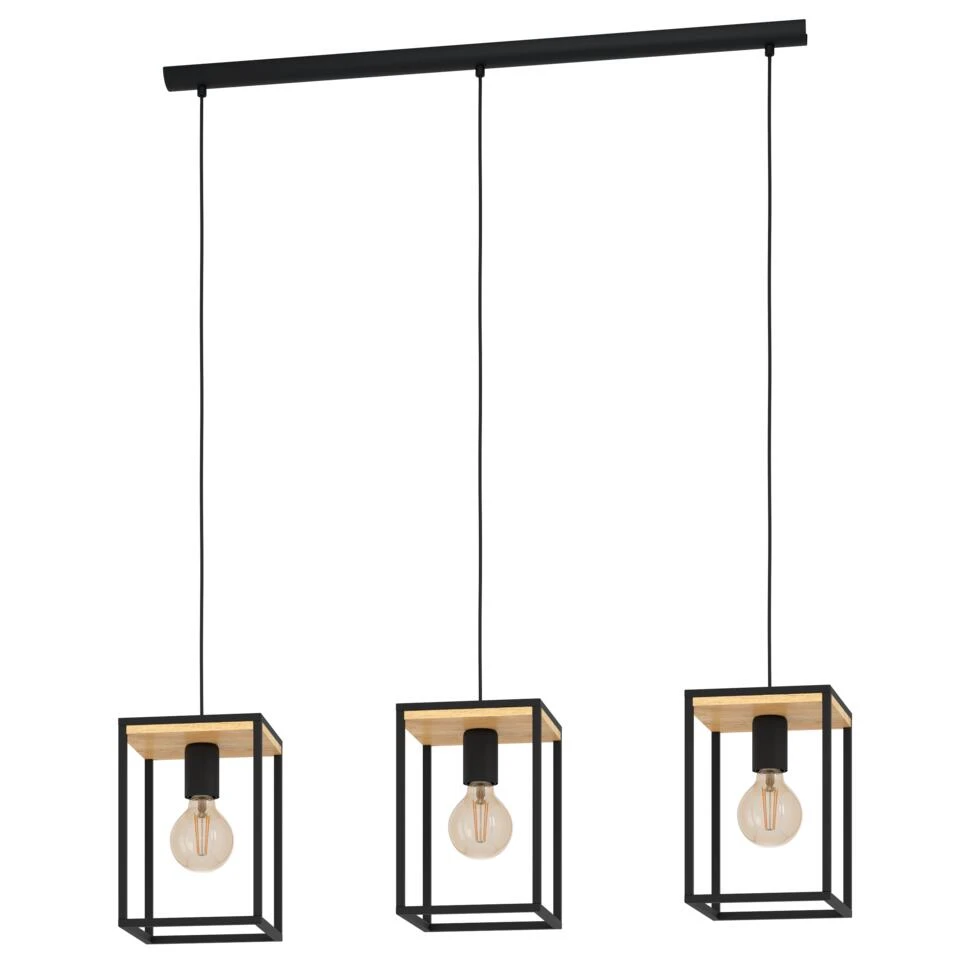 EGLO Libertad Hanglamp - E27 - 88 cm - Zwart/Bruin 1 EGLO Libertad Hanglamp - E27 - 88 cm - Zwart/Bruin