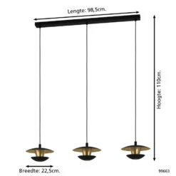 EGLO Nuvano Hanglamp - GU10 - 98,5 cm - Zwart/Goud -Eglo 1000065305 0103