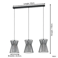 EGLO Maseta Hanglamp - E27 - 93 cm - Zwart -Eglo 1000065312 0103