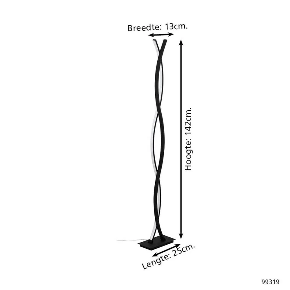 EGLO Lasana 3 Vloerlamp - LED - 142 cm - Zwart/Wit 4 EGLO Lasana 3 Vloerlamp - LED - 142 cm - Zwart/Wit - Afbeelding 4