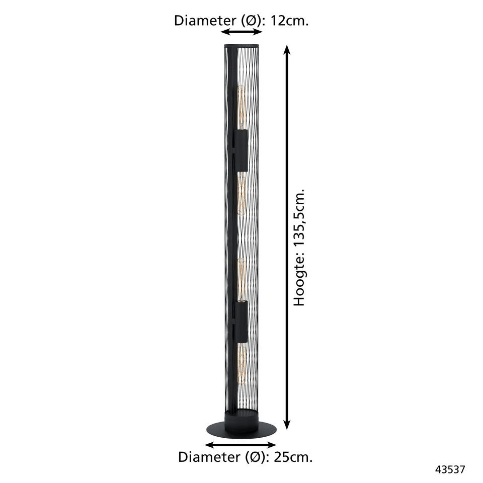 EGLO Redcliffe Vloerlamp - E27 - 135,5 Cm - Zwart 4 EGLO Redcliffe Vloerlamp - E27 - 135,5 Cm - Zwart - Afbeelding 4