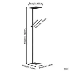 EGLO Carboneras Vloerlamp - LED;LED - 180 cm - Zwart - Dimbaar -Eglo 1000065342 0103