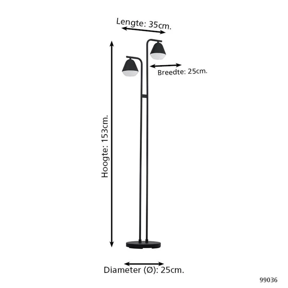 EGLO Palbieta - Staande lamp - GU10 - 153 cm - Zwart 4 EGLO Palbieta - Staande lamp - GU10 - 153 cm - Zwart - Afbeelding 4