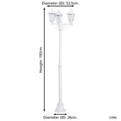 EGLO Laterna 5 - Buitenverlichting - Tuinpaal - 3 Lichts - Wit 7 EGLO Laterna 5 - Buitenverlichting - Tuinpaal - 3 Lichts - Wit -Eglo 1000067413 0103