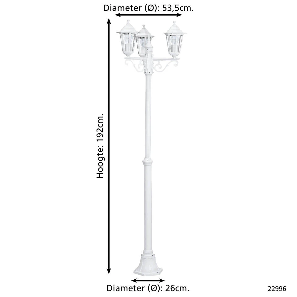 EGLO Laterna 5 - Buitenverlichting - Tuinpaal - 3 Lichts - Wit 4 EGLO Laterna 5 - Buitenverlichting - Tuinpaal - 3 Lichts - Wit - Afbeelding 4