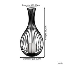 EGLO Fossombrone Staande Lamp Buiten - E27 - 68,5 Cm - Zwart/Wit -Eglo 1000067422 0103