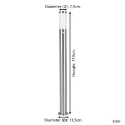 EGLO Helsinki - Buitenverlichting - Tuinpaal Met Sensor - RVS - Wit -Eglo 1000067441 0103