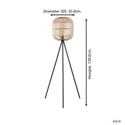EGLO Bordesley Vloerlamp - E27 - 139 Cm - Zwart/Natuur 7 EGLO Bordesley Vloerlamp - E27 - 139 Cm - Zwart/Natuur -Eglo 1000067458 0103