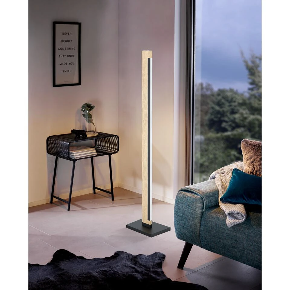 EGLO Camacho Vloerlamp - LED - 126 cm - Zwart/Bruin - Dimbaar 4 EGLO Camacho Vloerlamp - LED - 126 cm - Zwart/Bruin - Dimbaar - Afbeelding 4