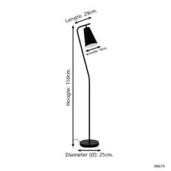EGLO Rekalde Vloerlamp - E27 - 150 Cm - Zwart, Wit -Eglo 1000067460 0103