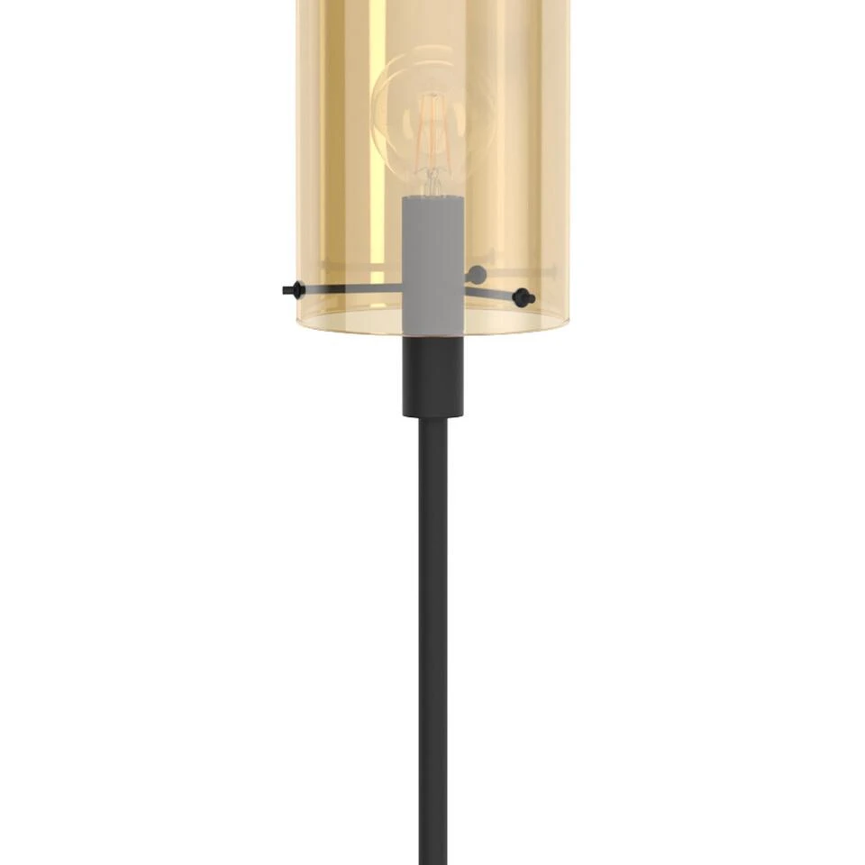 EGLO Polverara Vloerlamp - E27 - 155 Cm - Zwart/Amber 2 EGLO Polverara Vloerlamp - E27 - 155 Cm - Zwart/Amber - Afbeelding 2