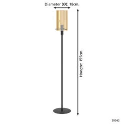 EGLO Polverara Vloerlamp - E27 - 155 Cm - Zwart/Amber 7 EGLO Polverara Vloerlamp - E27 - 155 Cm - Zwart/Amber -Eglo 1000067473 0103