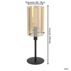 EGLO Polverara Tafellamp - E27 - 60,5 Cm - Zwart/Amber -Eglo 1000067501 0103