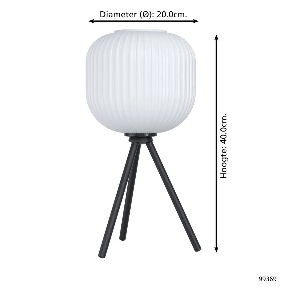 EGLO Mantunalle Tafellamp - E27 - 40 Cm - Zwart/Wit 4 EGLO Mantunalle Tafellamp - E27 - 40 Cm - Zwart/Wit - Afbeelding 4