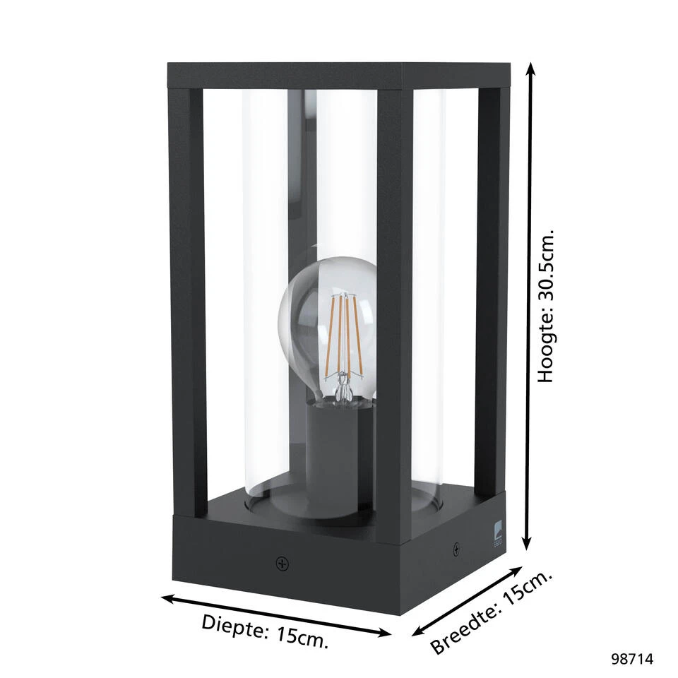 EGLO Cascinetta Sokkellamp Voor buiten- E27 - IP44- Zwart 4 EGLO Cascinetta Sokkellamp Voor buiten- E27 - IP44- Zwart - Afbeelding 4