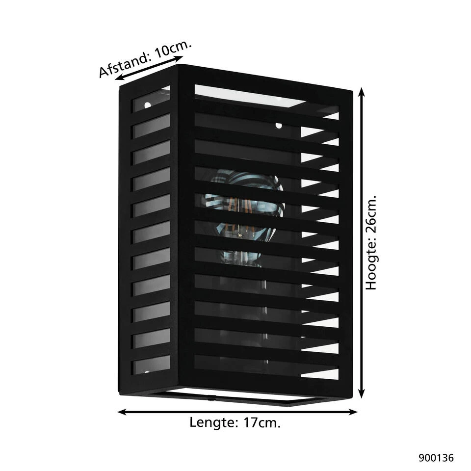 EGLO Alamonte 3 Wandlamp Buiten - E27 - 26 cm - Zwart 4 EGLO Alamonte 3 Wandlamp Buiten - E27 - 26 cm - Zwart - Afbeelding 4