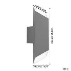 EGLO Spiazzina Wandlamp Buiten - LED - 35,5 cm - Zwart/Wit -Eglo 1000070083 0103