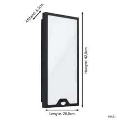 EGLO Casazza Wandlamp Buiten - Sensor - LED - 42 cm - Sensor - Zwart -Eglo 1000070094 0103