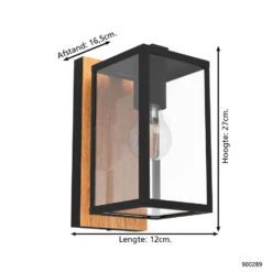 EGLO Budrone Wandlamp Buiten - E27 - 27 cm - Zwart/Bruin -Eglo 1000070106 0103