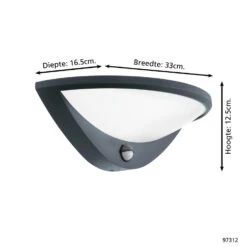 EGLO Belcreda Wandlamp Buiten - LED - 33 cm - Antraciet/Wit - Sensor -Eglo 1000070113 0103