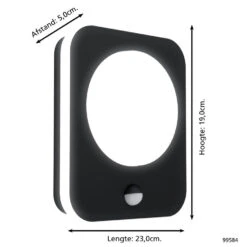 EGLO Madriz Wandlamp Buiten - Sensor - LED - 23 cm - Zwart/Wit -Eglo 1000070118 0103