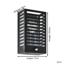 EGLO Alamonte 3 Wandlamp Buiten - E27 - 29,5 cm - Sensor - Zwart -Eglo 1000070121 0103