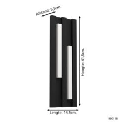 EGLO Fandina Wandlamp Buiten - LED - 41,5 cm - Zwart/Wit 7 EGLO Fandina Wandlamp Buiten - LED - 41,5 cm - Zwart/Wit -Eglo 1000070437 0103