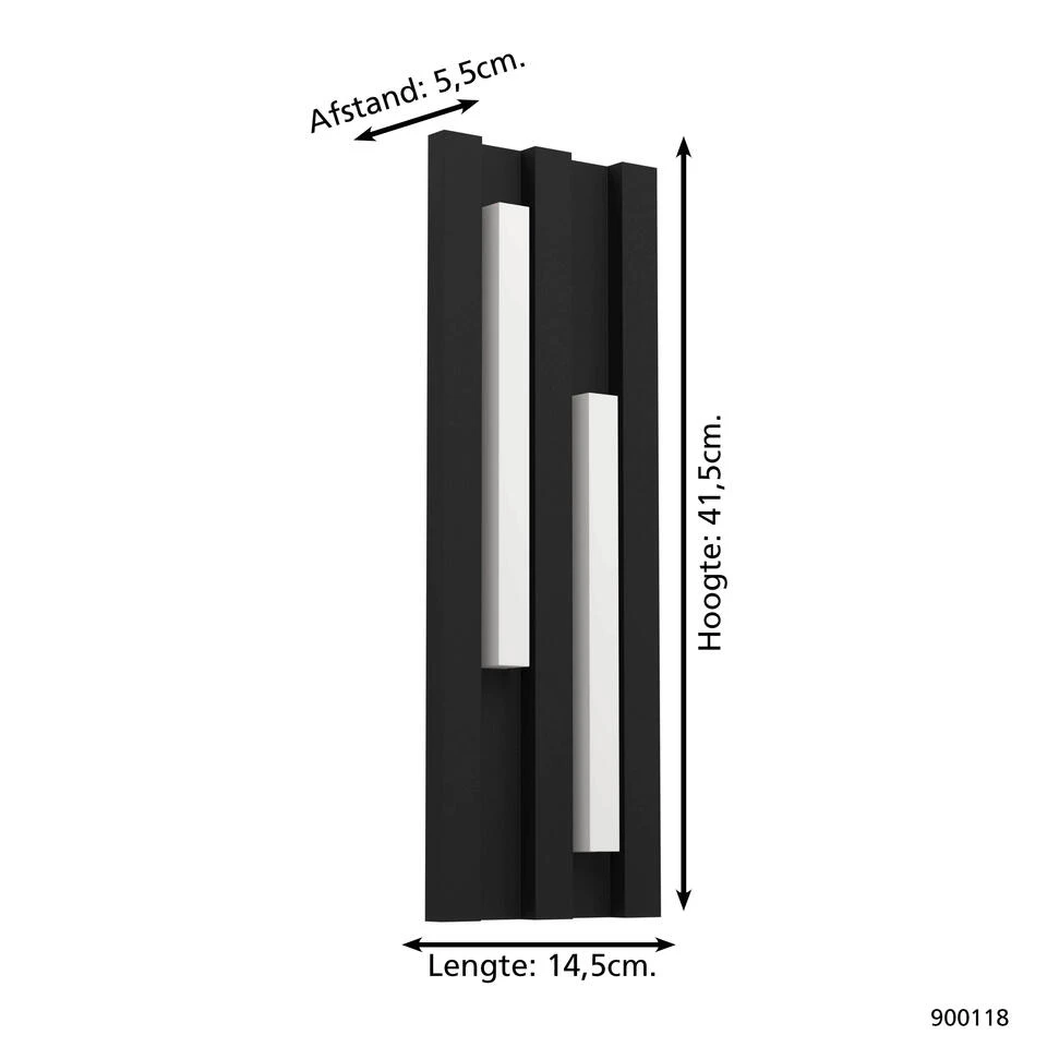 EGLO Fandina Wandlamp Buiten - LED - 41,5 cm - Zwart/Wit 4 EGLO Fandina Wandlamp Buiten - LED - 41,5 cm - Zwart/Wit - Afbeelding 4