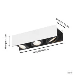 EGLO Vidago - LED Plafondlamp - 3-lichts - wit/zwart -Eglo 1000070553 0103