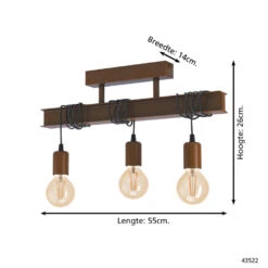 EGLO Townshend 4 Plafondlamp - E27 - 55 cm - Bruin -Eglo 1000070582 0103