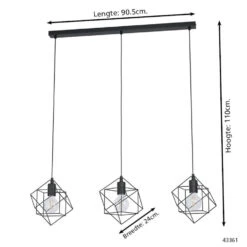 EGLO Straiton - Hanglamp - E27 - 90,5 cm - Zwart -Eglo 1000070747 0103