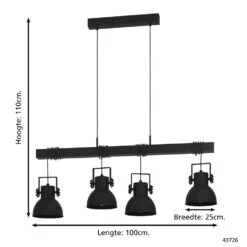 EGLO Shirebrook Hanglamp - E27 - 100 cm - Zwart -Eglo 1000070775 0103