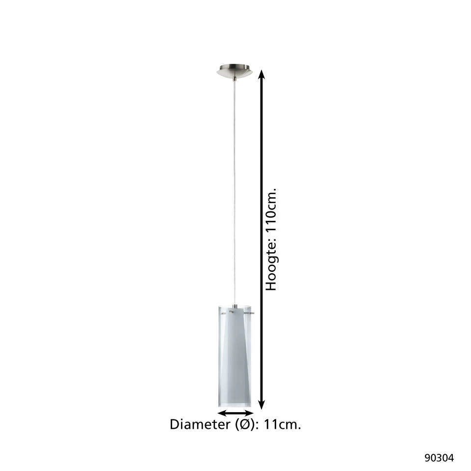 EGLO Pinto Nero - Hanglamp - 1 Lichts - Nikkel-Mat - Zwart-Transparent 4 EGLO Pinto Nero - Hanglamp - 1 Lichts - Nikkel-Mat - Zwart-Transparent - Afbeelding 4