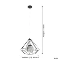 EGLO Vernham - Hanglamp - E27 - Ø 44,5 cm - Zwart -Eglo 1000070861 0103