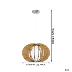 EGLO Stellato 1 Hanglamp - 1 Lichts - Ø40cm - Nikkel-Mat - Ahorn, Wit -Eglo 1000070921 0103
