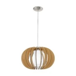 EGLO Stellato 1 Hanglamp - 1 Lichts - Ø40cm - Nikkel-Mat - Ahorn, Wit