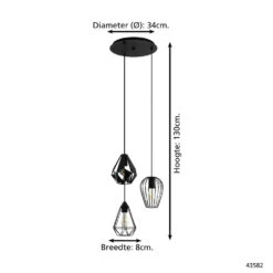 EGLO Distaff Hanglamp - E27 - Ø 34 cm - Zwart -Eglo 1000070937 0103