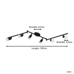 EGLO Buzz-Led Spot - GU10 - 105 cm - Zwart -Eglo 1000070959 0103