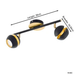 EGLO Nocito - Spot - 2 Lichts - Zwart, Goud -Eglo 1000070971 0103