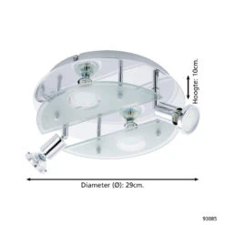 EGLO Cabo 1 - Wand/Plafondlamp - 4 Lichts - Ø29cm - Chroom - Wit -Eglo 1000072103 0103