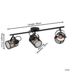 EGLO Dellow 1 Spot - E27 - 83 Cm - Zwart -Eglo 1000072232 0103