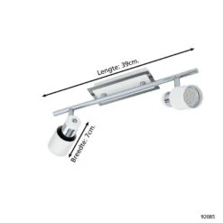 EGLO Davida - Plafondspots - 2 Lichts - Chroom, Wit -Eglo 1000072234 0103