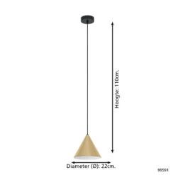 EGLO Narices Hanglamp - E27 - Ø 22 cm - Zwart/Goud -Eglo 1000073944 0103
