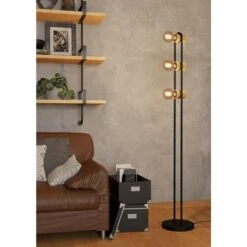 EGLO Chieveley Vloerlamp - E27 - 140,5 Cm - Zwart/Bruin -Eglo 1000073949 0104