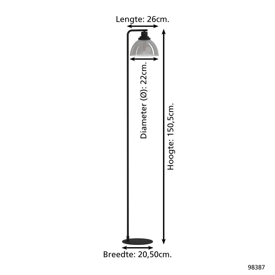 EGLO Beleser Vloerlamp - E27 - 150,5 Cm - Zwart 3 EGLO Beleser Vloerlamp - E27 - 150,5 Cm - Zwart - Afbeelding 3